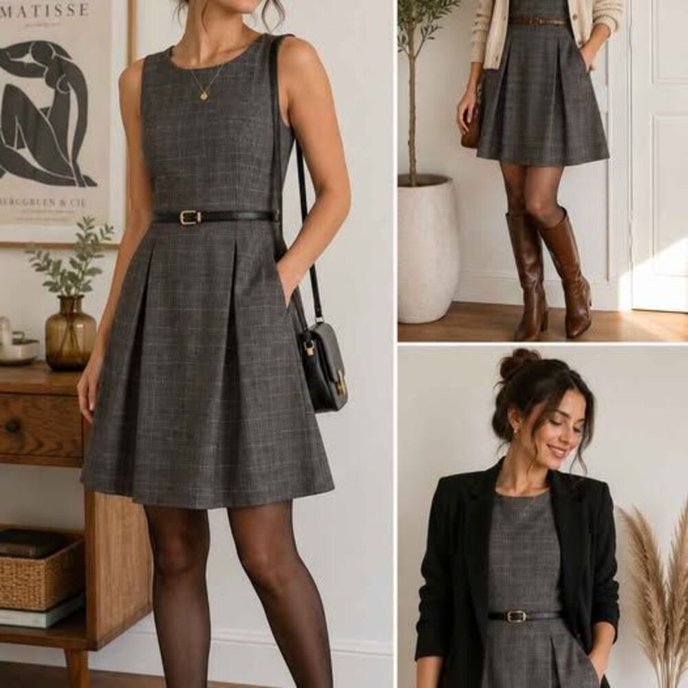 Tom Tailor Women's Plaid Fit & Flare Dress – Size 36